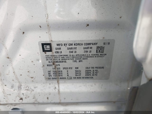 Chevrolet Trax Fwd Ls 2020 KL7CJKSB0LB039150 Image 9