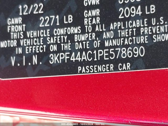 3KPF44AC1PE578690 KIA FORTE GT