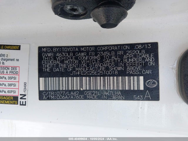 JTHFE2C25E2510018 Lexus IS 350C