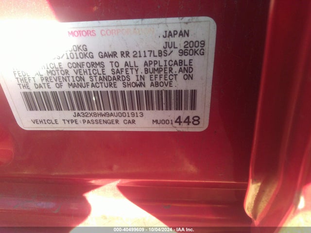 2010 MITSUBISHI LANCER SPORTBACK JA32X8HW9AU001913 Photo 8