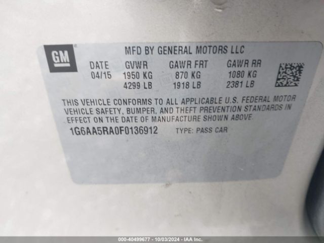 1G6AA5RA0F0136912 Cadillac Ats Standard