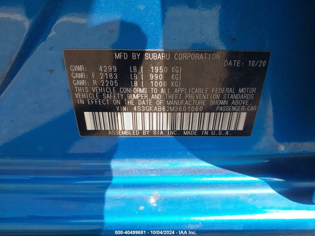 Subaru IMPREZA SEDAN 2021 4S3GKAB62M3601060 Image 9