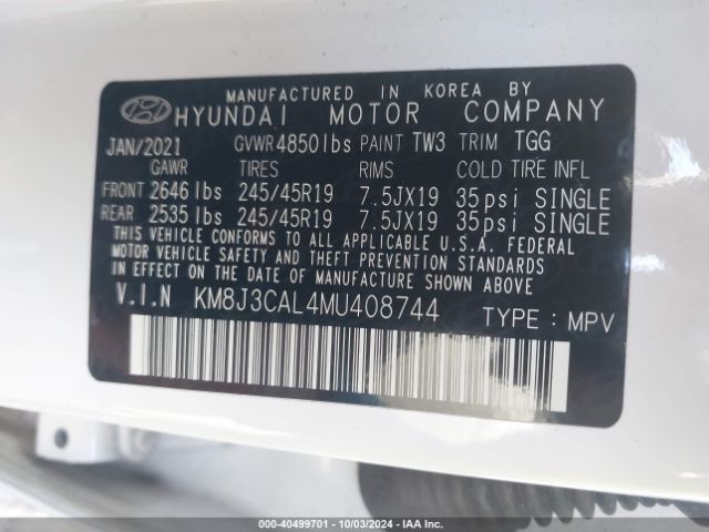 KM8J3CAL4MU408744 Hyundai Tucson Sport