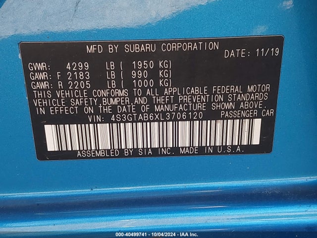 4S3GTAB6XL3706120 Subaru Impreza 5-door