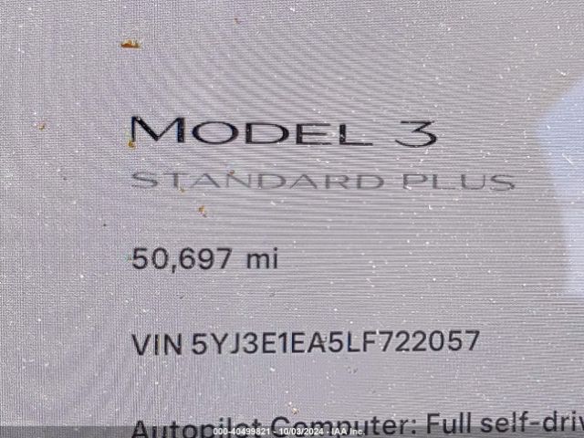 5YJ3E1EA5LF722057 Tesla Model 3 Standard Range Plus Rear-wheel Drive/standard Range Rear-wheel Drive