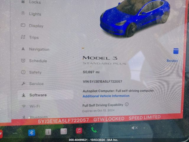 5YJ3E1EA5LF722057 Tesla Model 3 Standard Range Plus Rear-wheel Drive/standard Range Rear-wheel Drive