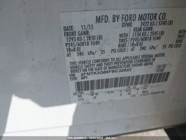 2FMTK3G86FBC32822 Ford EDGE SE