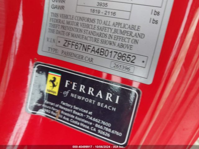 2011 FERRARI 458 ITALIA ZFF67NFA4B0179652 Photo 8