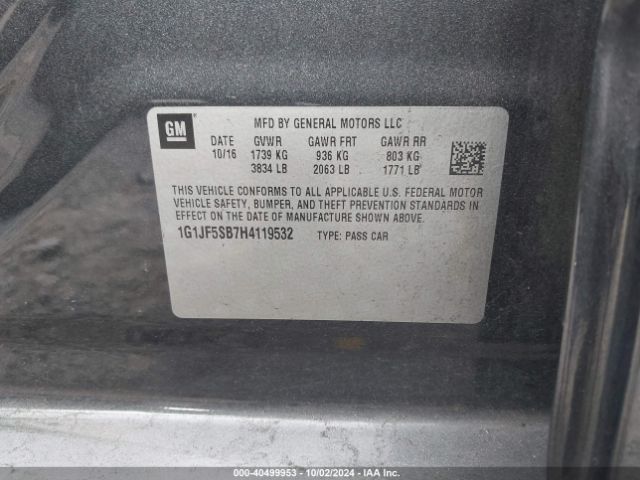 1G1JF5SB7H4119532 Chevrolet Sonic Premier Auto