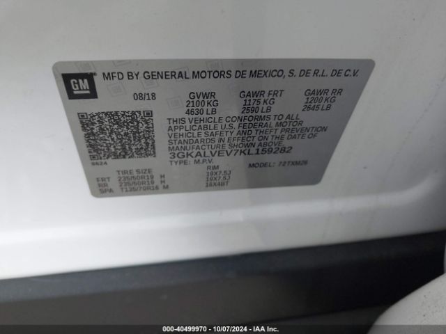 3GKALVEV7KL159282 GMC Terrain Slt
