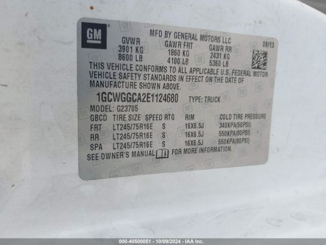 1GCWGGCA2E1124680 Chevrolet Express 2500 Work Van