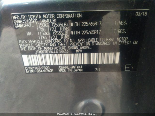 JTMBFREV4JJ738833 Toyota RAV4 LE