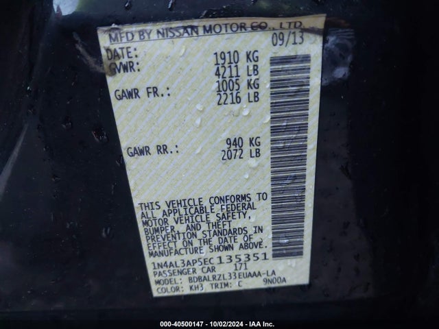 Nissan Altima 2.5 S 2014 1N4AL3AP5EC135351 Image 9