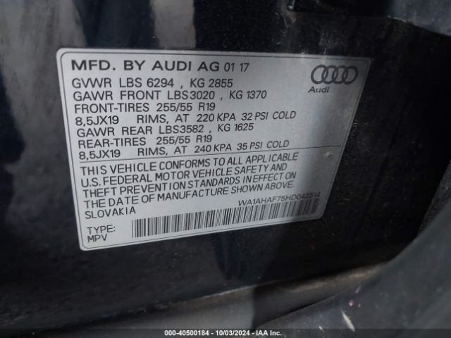 WA1AHAF75HD043514 Audi Q7 2.0t Premium