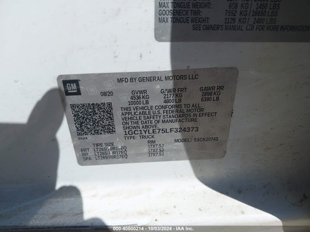 Chevrolet Silverado 2500hd 4wd  Standard Bed Wt 2020 1GC1YLE75LF324373 Image 9