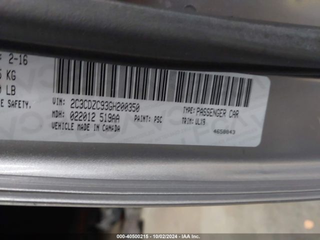 2C3CDZC93GH200350 Dodge Challenger Srt Hellcat