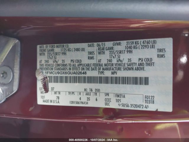 1FMCU9GX6GUA02648 Ford ESCAPE SE
