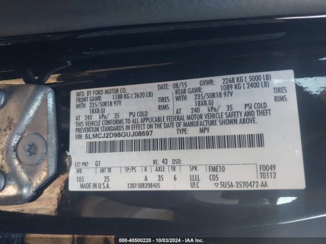 5LMCJ2D98GUJ08697 Lincoln MKC SELECT