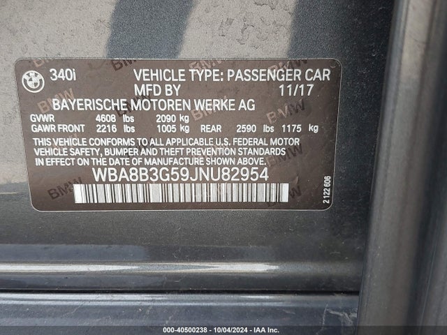 WBA8B3G59JNU82954 BMW 340i