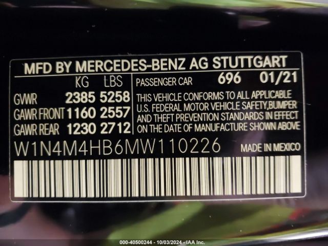 W1N4M4HB6MW110226 Mercedes-Benz Glb 250 4matic