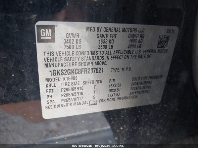 1GKS2GKC8FR207621 GMC Yukon Xl Sle