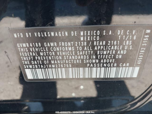 3VW2B7AJ1HM276759 Volkswagen Jetta 1.4t S