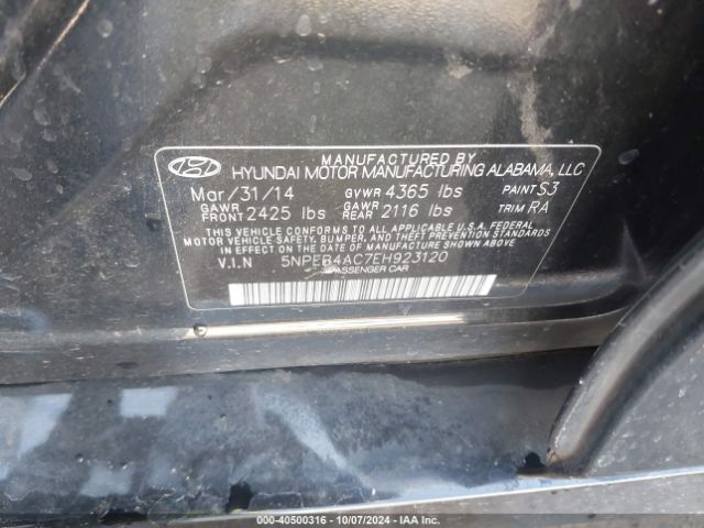 5NPEB4AC7EH923120 Hyundai SONATA GLS