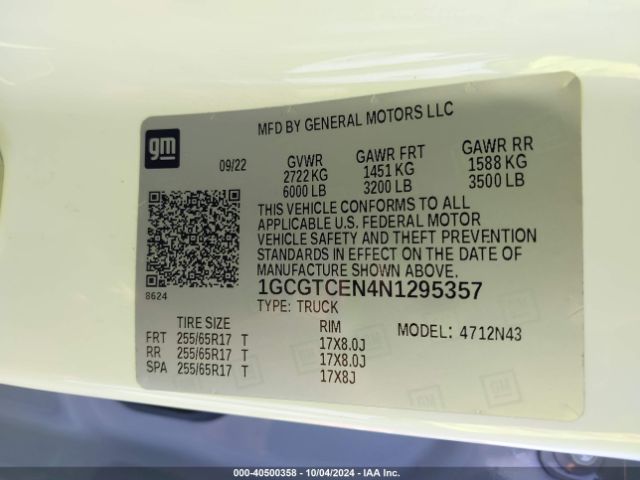 1GCGTCEN4N1295357 Chevrolet Colorado 4wd  Short Box Lt