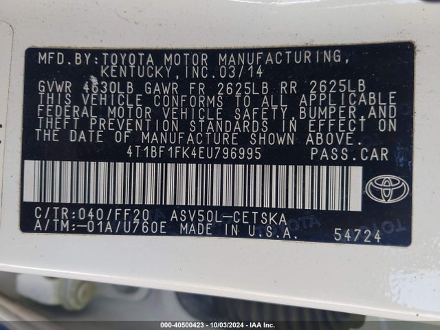 Toyota CAMRY SE 2014 4T1BF1FK4EU796995 Image 9