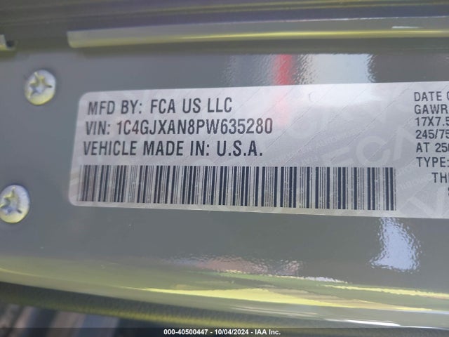 1C4GJXAN8PW635280 Jeep Wrangler 2-door Sport S 4x4