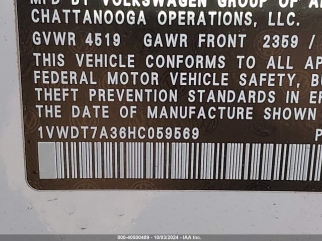 1VWDT7A36HC059569 Volkswagen Passat 1.8t R-line