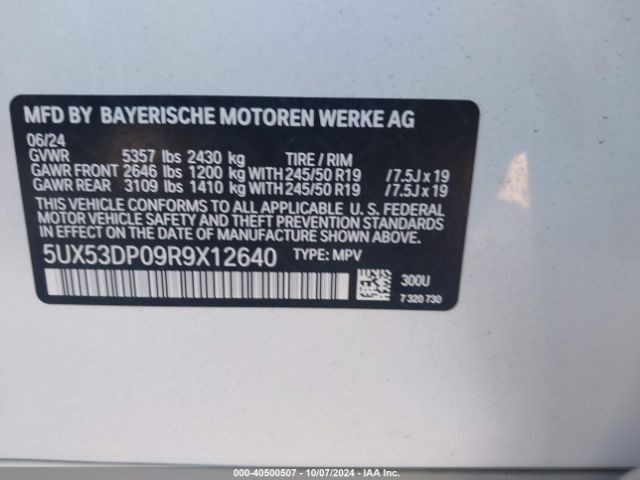 5UX53DP09R9X12640 BMW X3 Xdrive30i