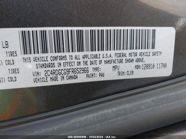 Dodge Grand Caravan Sxt Plus 2015 2C4RDGCG9FR652966 Image 9