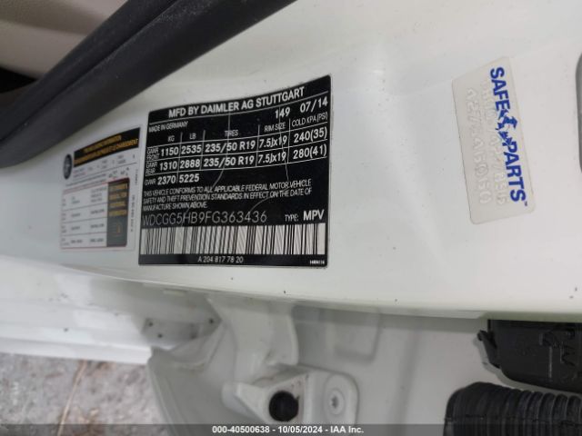 WDCGG5HB9FG363436 Mercedes-Benz GLK 350
