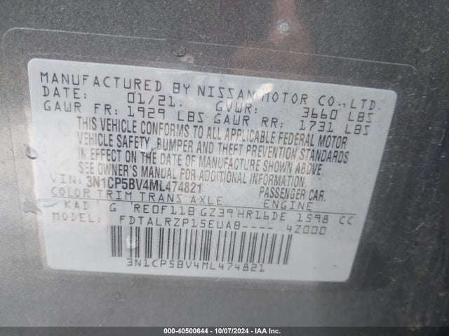 Nissan Kicks S Xtronic Cvt 2021 3N1CP5BV4ML474821 Image 9