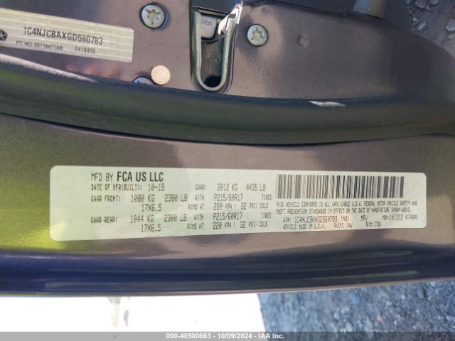 1C4NJCBAXGD560783 Jeep Compass Sport
