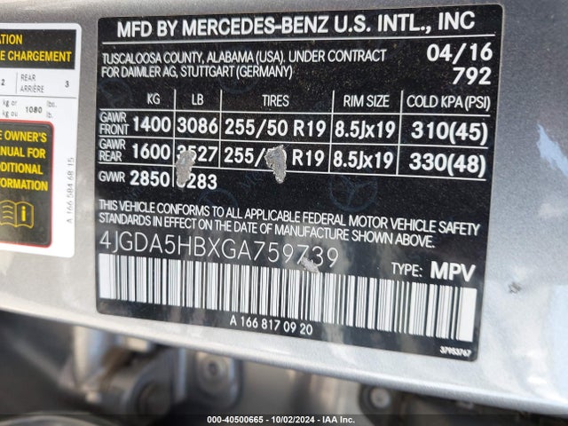 4JGDA5HBXGA759739 Mercedes-Benz Gle 350 4matic