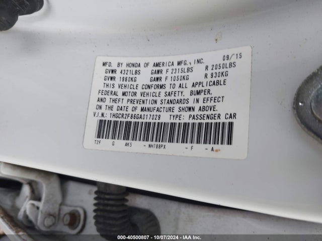 Honda Accord Ex-l 2016 1HGCR2F86GA017029 Image 9