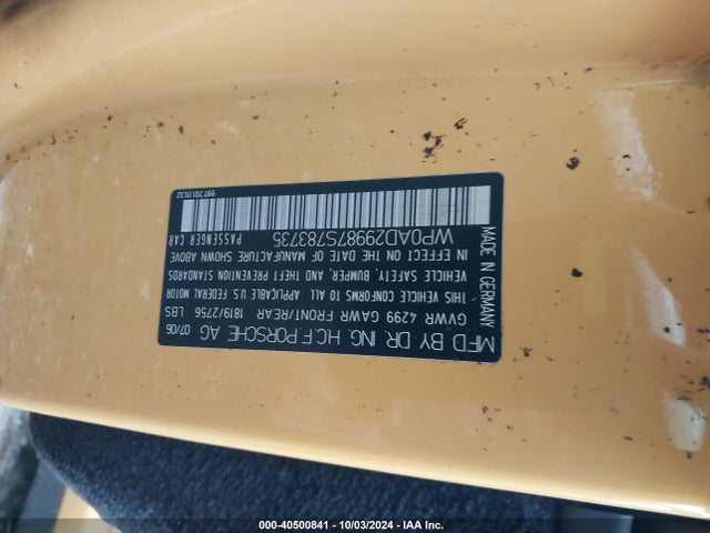 2007 PORSCHE 911 WP0AD29987S783735 Photo 8