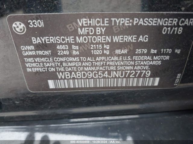 WBA8D9G54JNU72779 BMW 330i Xdrive