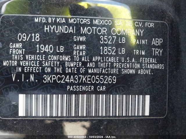 Hyundai Accent Sel 2019 3KPC24A37KE055269 Image 9