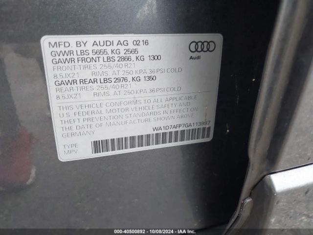 WA1D7AFP7GA113997 Audi Q5 3.0t Premium Plus
