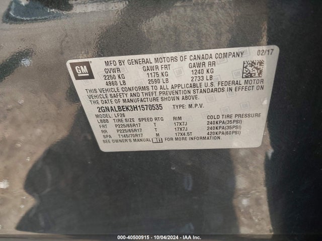 Chevrolet EQUINOX LS 2017 2GNALBEK3H1570535 Image 9