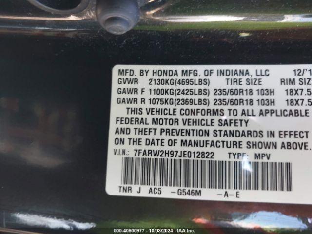 7FARW2H97JE012822 Honda Cr-v Touring