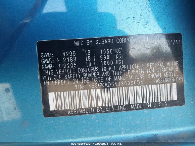4S3GKAD64J3609654 Subaru Impreza 2.0i Premium