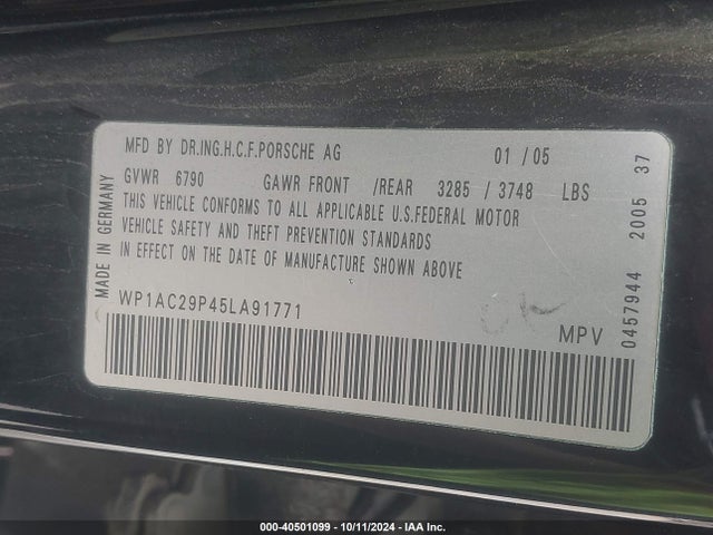 2005 PORSCHE CAYENNE WP1AC29P45LA91771 Photo 8