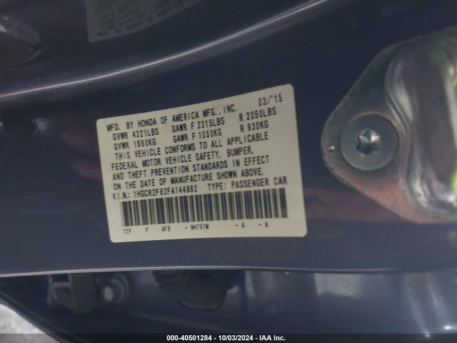 Honda Accord Ex-l 2015 1HGCR2F82FA144892 Image 9