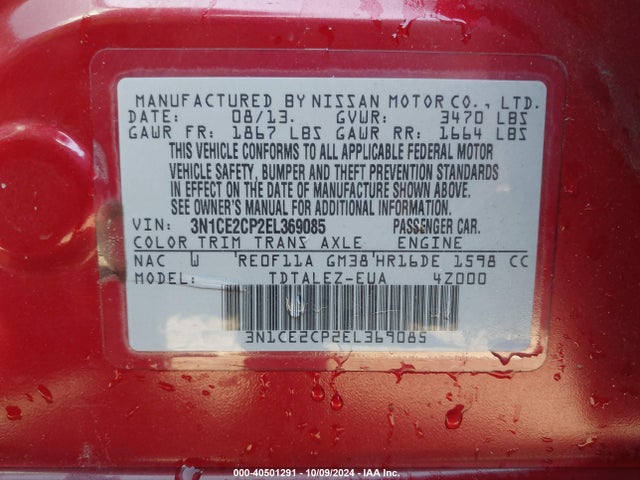 Nissan Versa Note Sv 2014 3N1CE2CP2EL369085 Image 9
