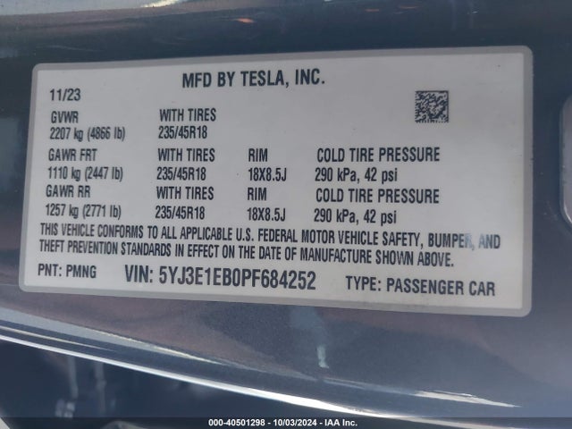2023 TESLA MODEL 3 5YJ3E1EB0PF684252 Photo 8