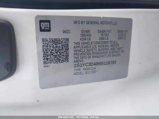 1G1YC3D48M5116783 Chevrolet Corvette Stingray Rwd  3lt